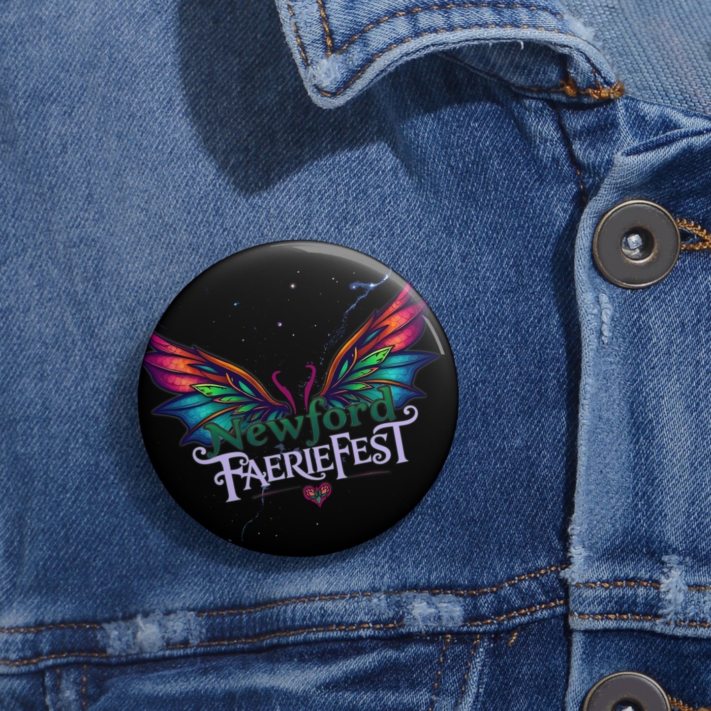 Newford FaerieFest Black 2.25" Pin Buttons