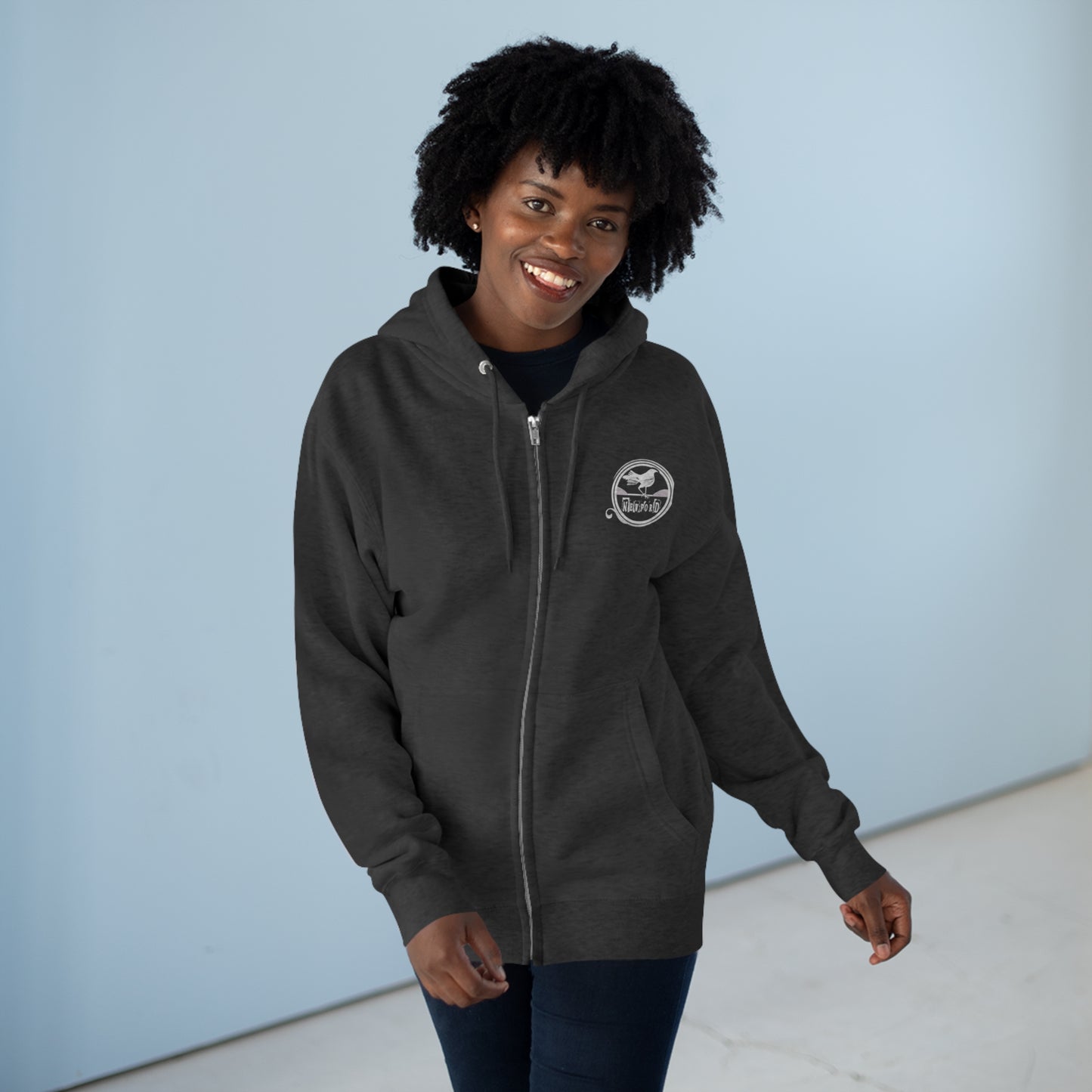 Newford Crow logo 2-side print Zip Hoodie