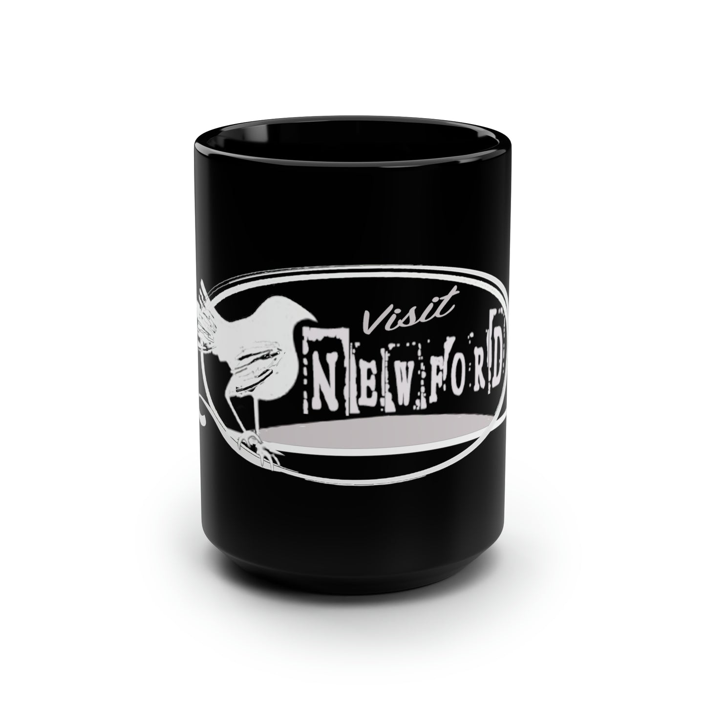 Visit Newford White Crow Black Mug