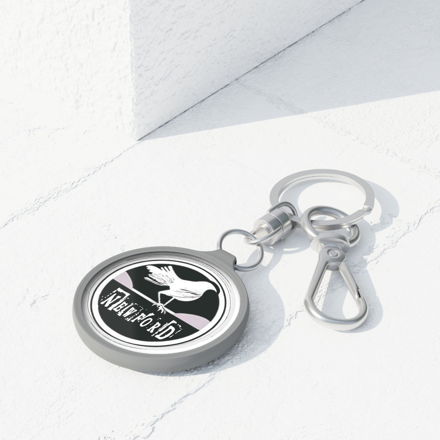 Newford White Crow Keyring Tag