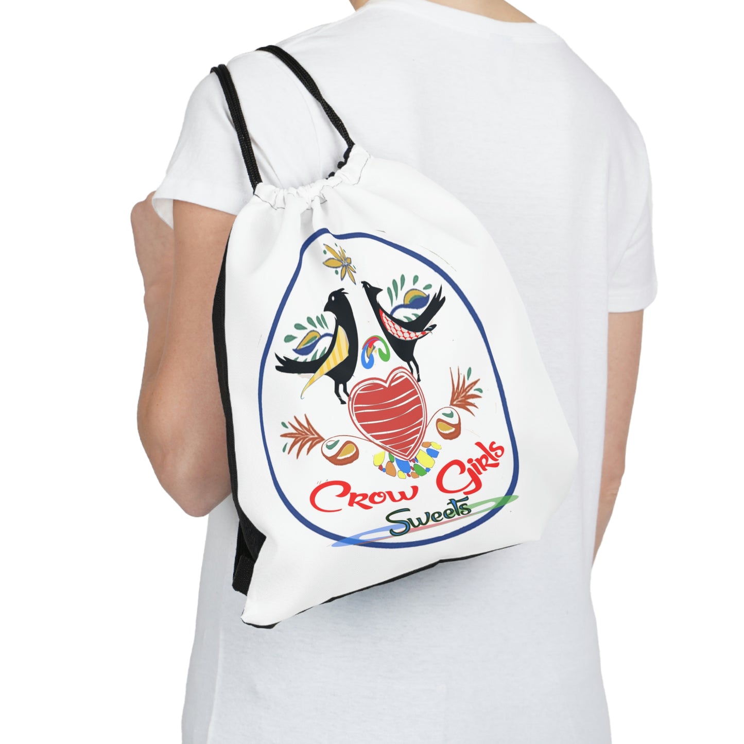 Crow Girls Sweets Outdoor Drawstring Bag